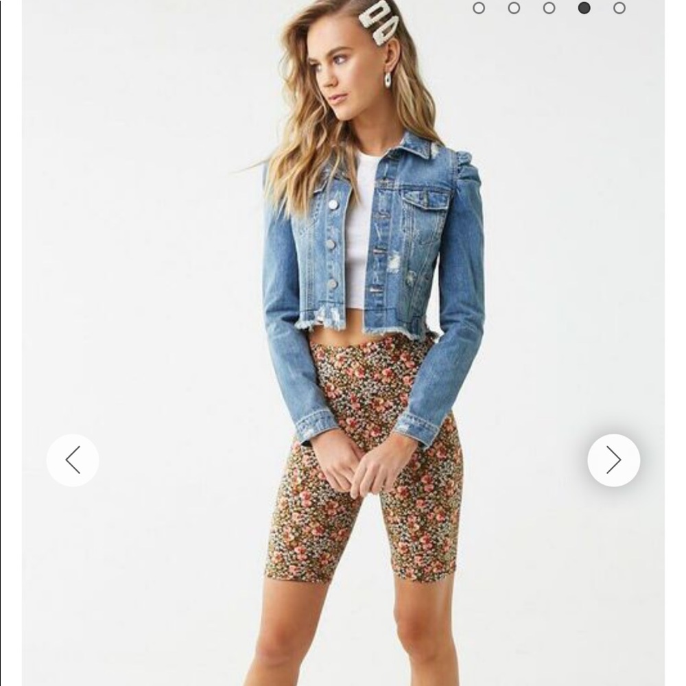 Distressed crop jacket